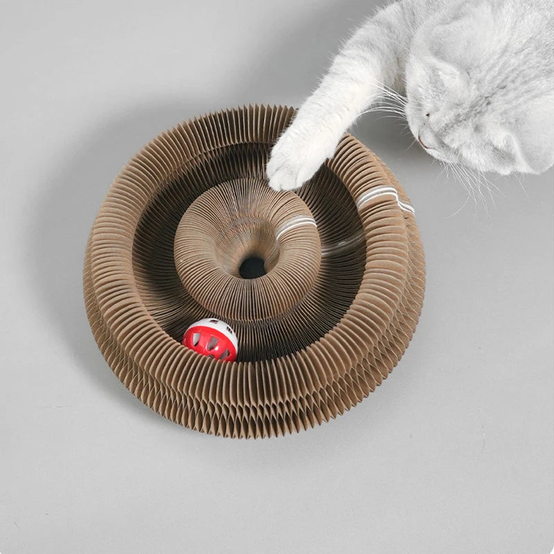 2025 New Magic Cat Scratch Organ Board Cat Toy with Ball Grinding Claw Cat Climbing Frame Kitten Round Corrugated Toy