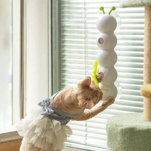 Interactive Cat Toy Intelligent Motion Activated Wack A Worm Post Toy With Tail Automatic Emerging from The Hole Teasing Cat Toy